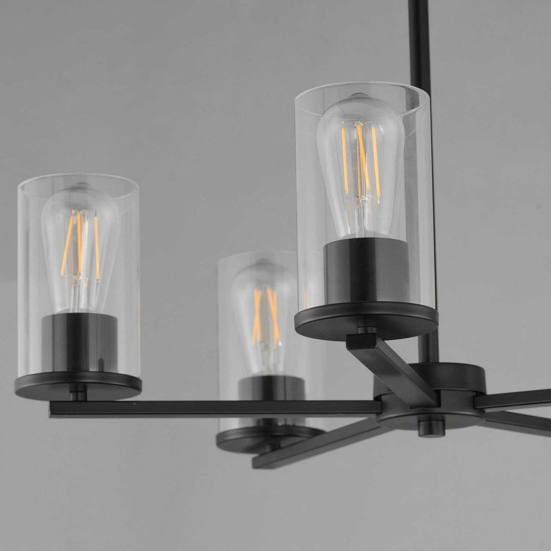 Lateral Five Light Chandelier in Black Maxim