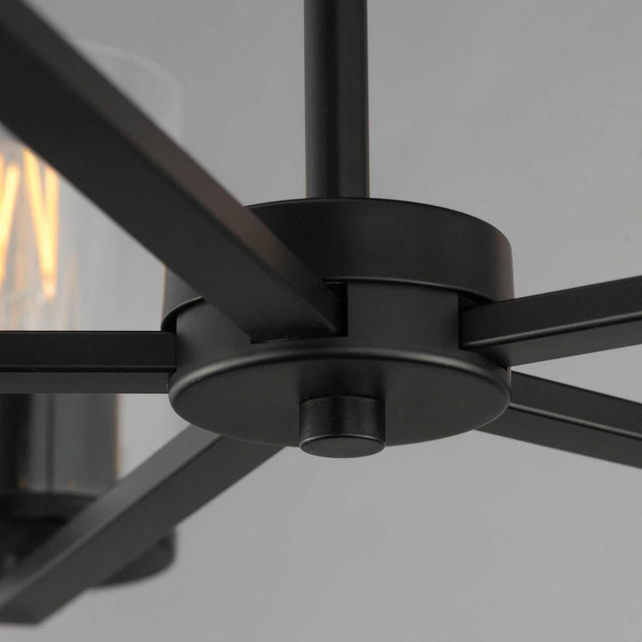 Lateral Five Light Chandelier in Black Maxim