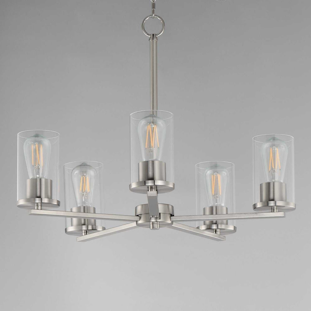 Lateral Five Light Chandelier in Satin Nickel Maxim