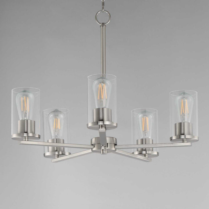 Lateral Five Light Chandelier in Satin Nickel Maxim