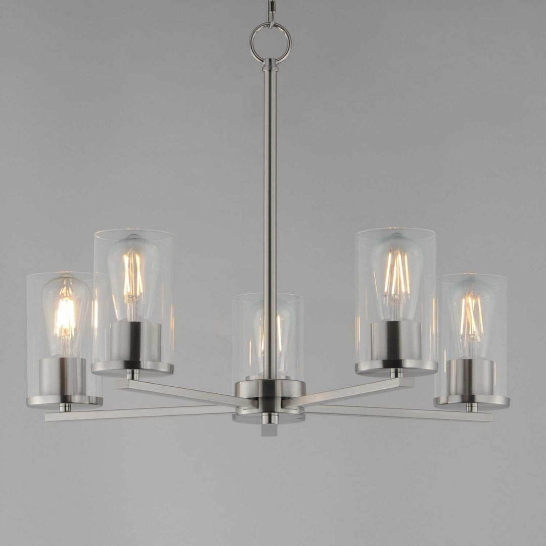Lateral Five Light Chandelier in Satin Nickel Maxim