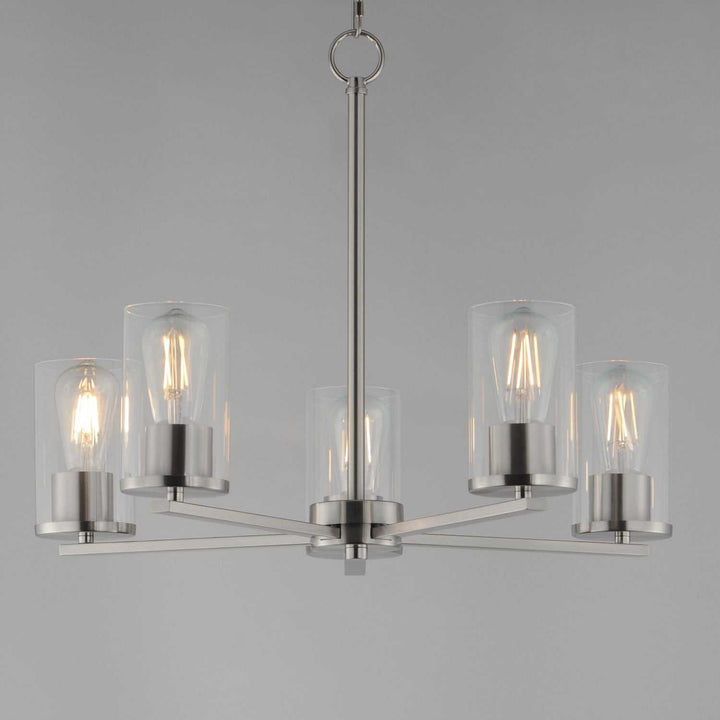 Lateral Five Light Chandelier in Satin Nickel Maxim
