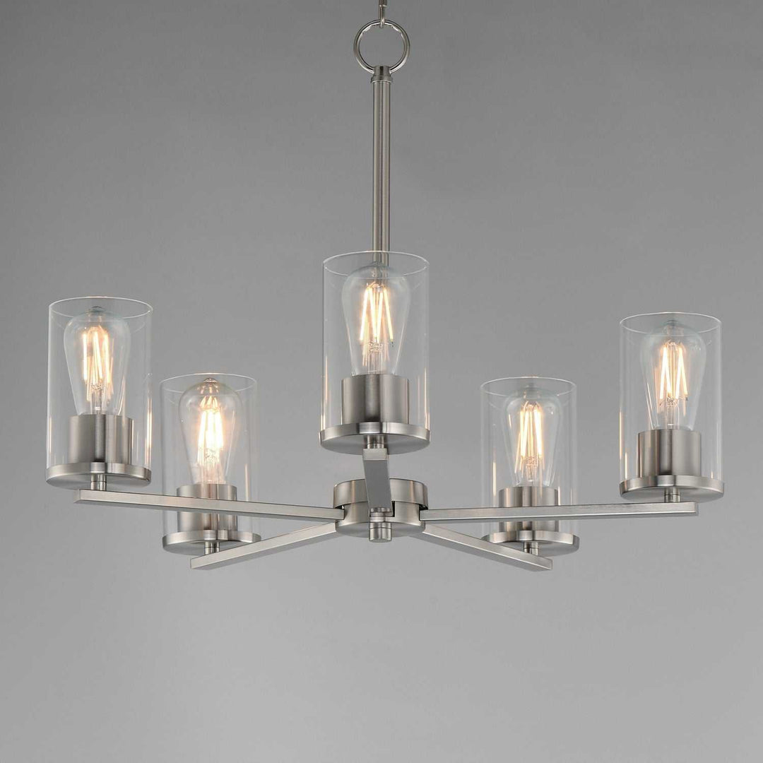 Lateral Five Light Chandelier in Satin Nickel Maxim