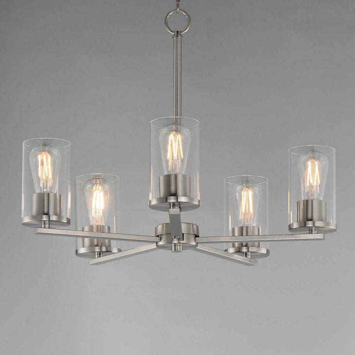 Lateral Five Light Chandelier in Satin Nickel Maxim