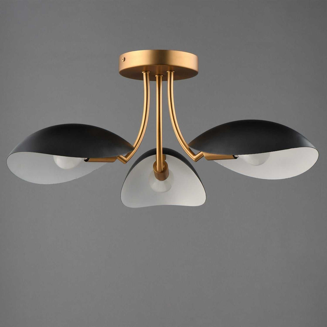 Maxim - 10823BKNAB - Three Light Semi Flush Mount - Maris - Black / Natural Aged Brass