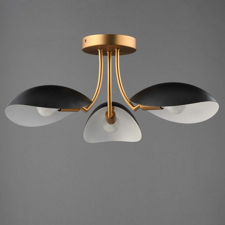 Maxim - 10823BKNAB - Three Light Semi Flush Mount - Maris - Black / Natural Aged Brass