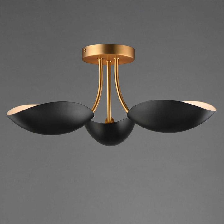 Maxim - 10823BKNAB - Three Light Semi Flush Mount - Maris - Black / Natural Aged Brass