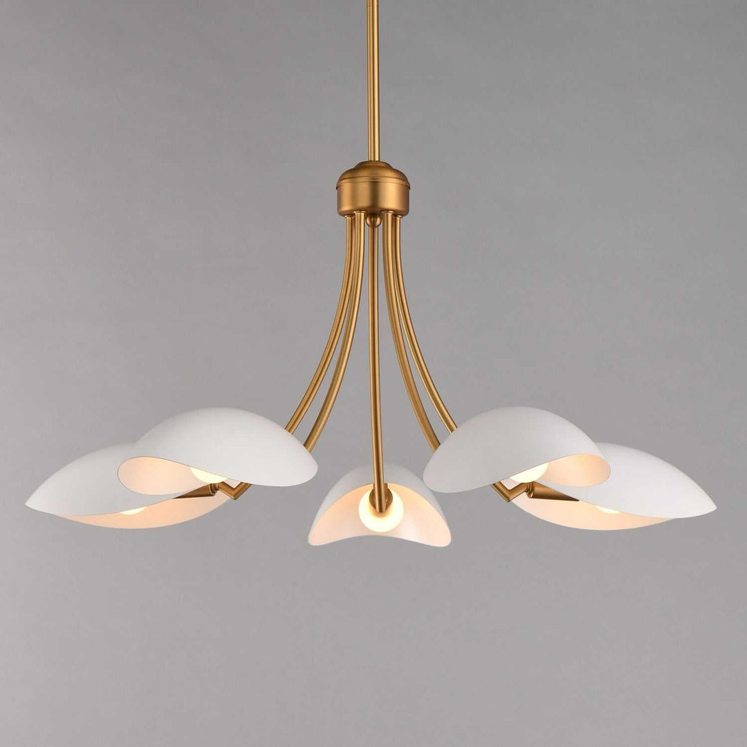 Maxim - 10825WTNAB - Five Light Chandelier - Maris - White/Natural Aged Brass