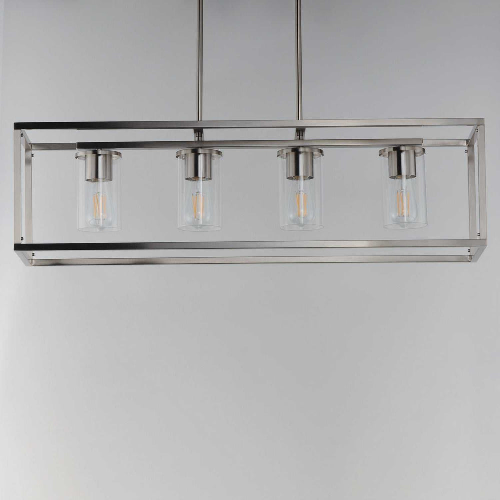 Lateral Four Light Linear Pendant in Satin Nickel Maxim