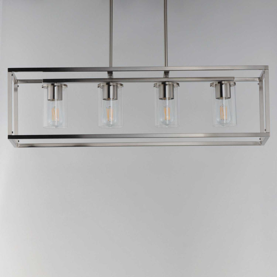 Lateral Four Light Linear Pendant in Satin Nickel Maxim