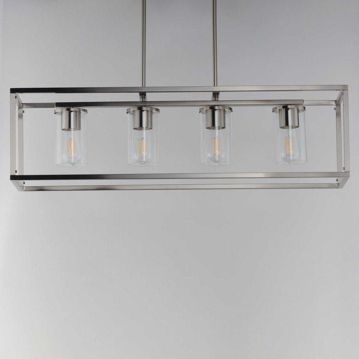 Lateral Four Light Linear Pendant in Satin Nickel Maxim