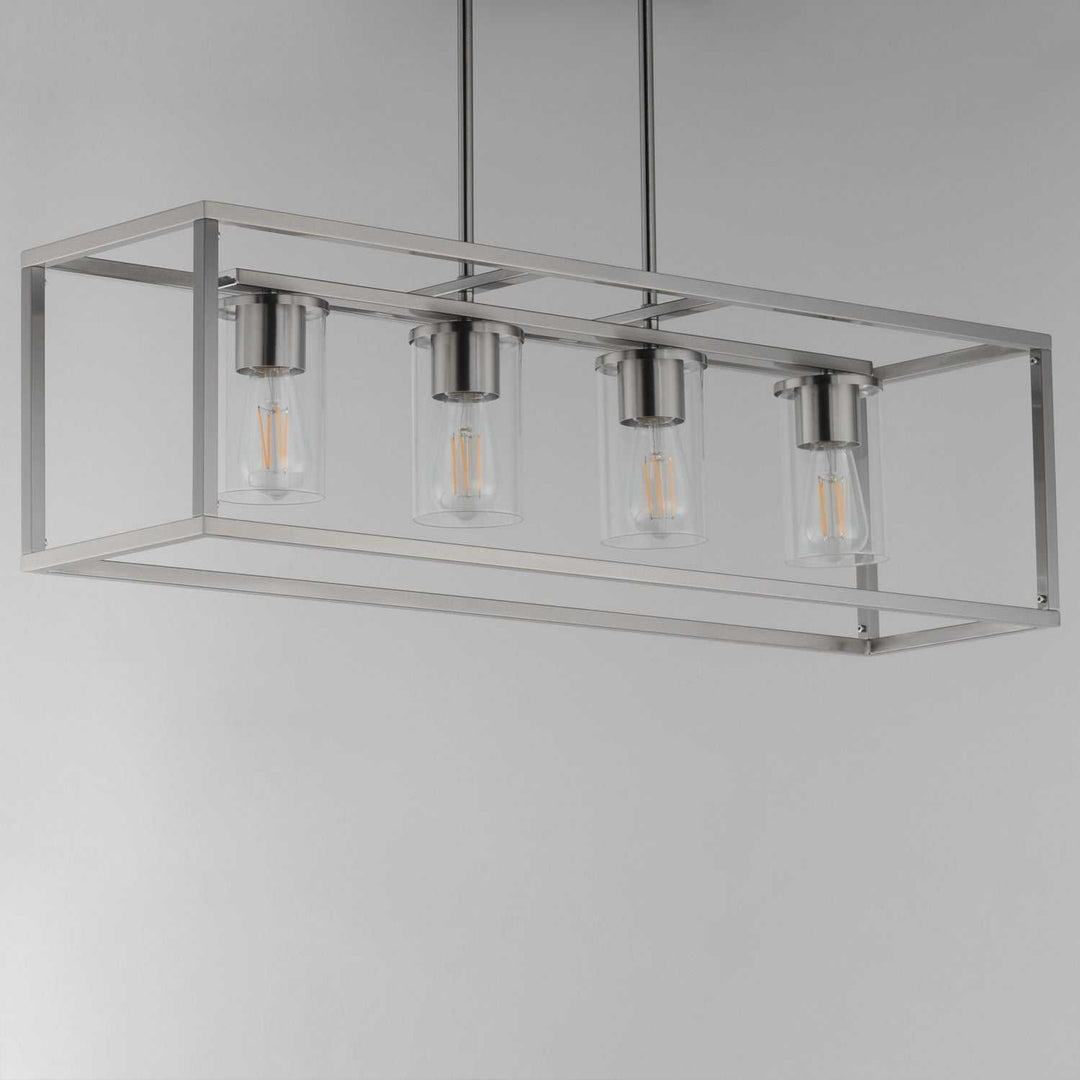 Lateral Four Light Linear Pendant in Satin Nickel Maxim