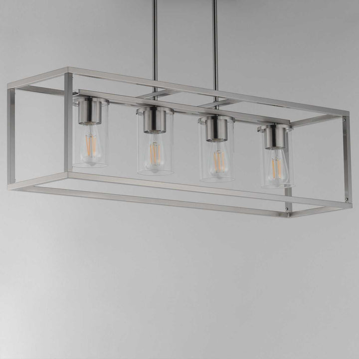 Lateral Four Light Linear Pendant in Satin Nickel Maxim