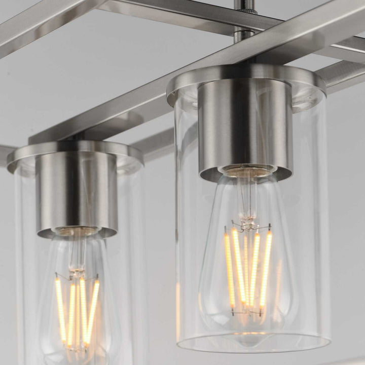 Lateral Four Light Linear Pendant in Satin Nickel Maxim