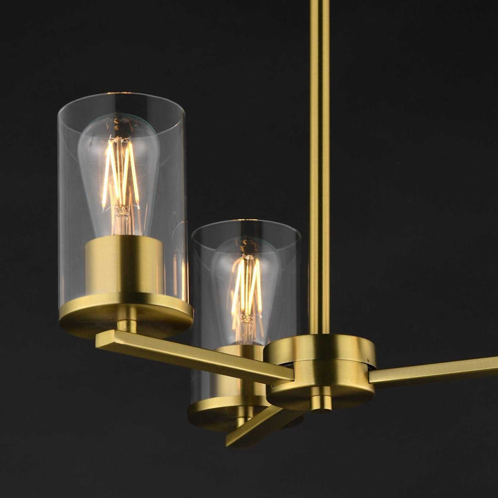 Lateral Three Light Chandelier in Satin Brass Maxim