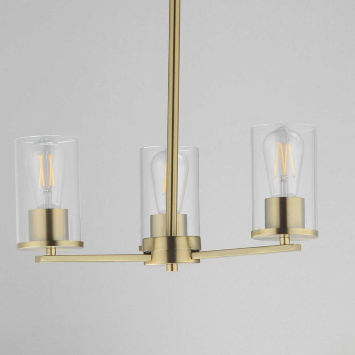 Lateral Three Light Chandelier in Satin Brass Maxim