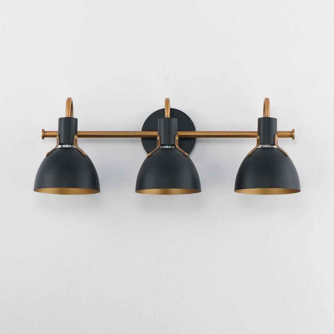 Maxim - 12343BKAB - Three Light Wall Sconce - Dusk - Black / Antique Brass