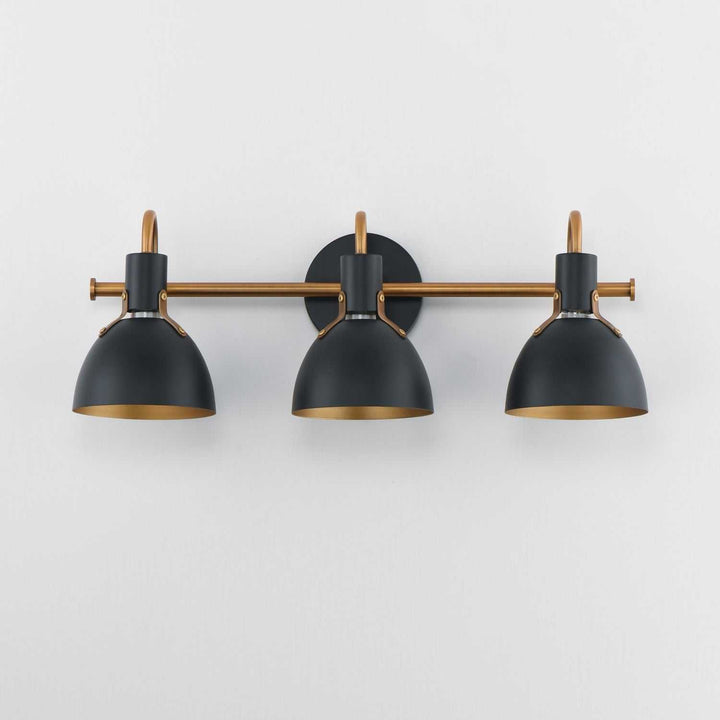 Maxim - 12343BKAB - Three Light Wall Sconce - Dusk - Black / Antique Brass