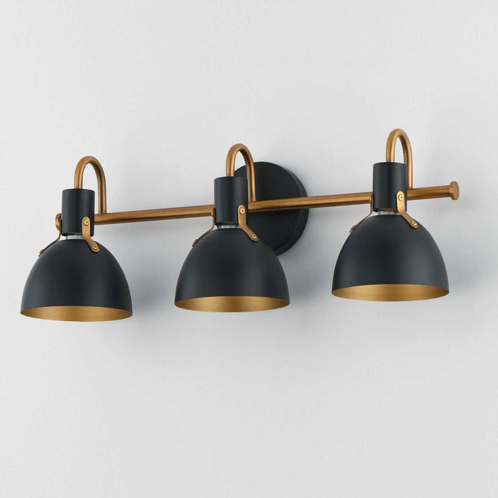 Maxim - 12343BKAB - Three Light Wall Sconce - Dusk - Black / Antique Brass