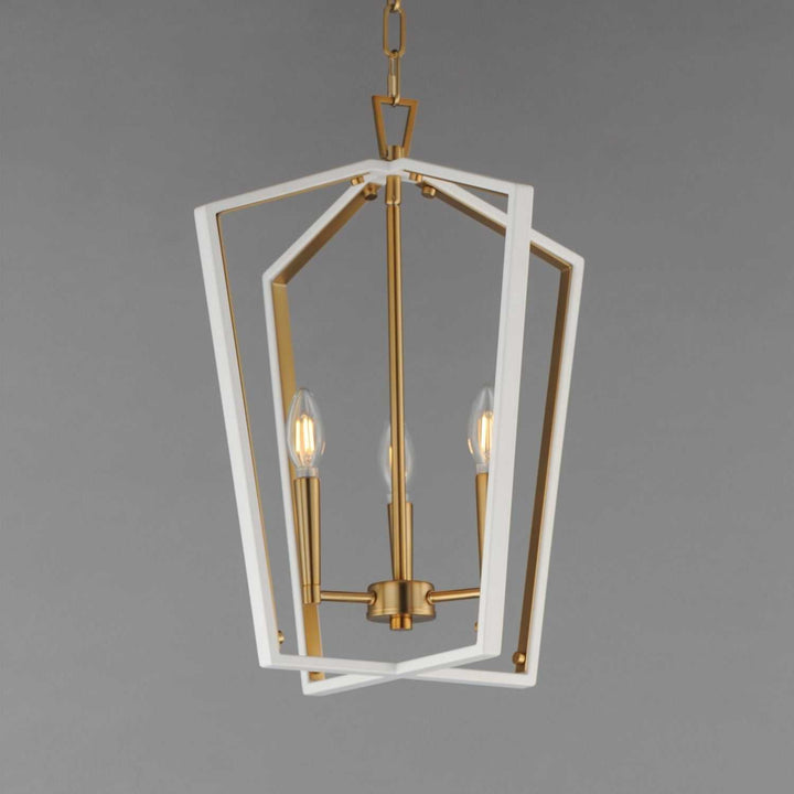 Maxim - 28613WTNAB - Three Light Pendant - Melrose - White/Natural Aged Brass