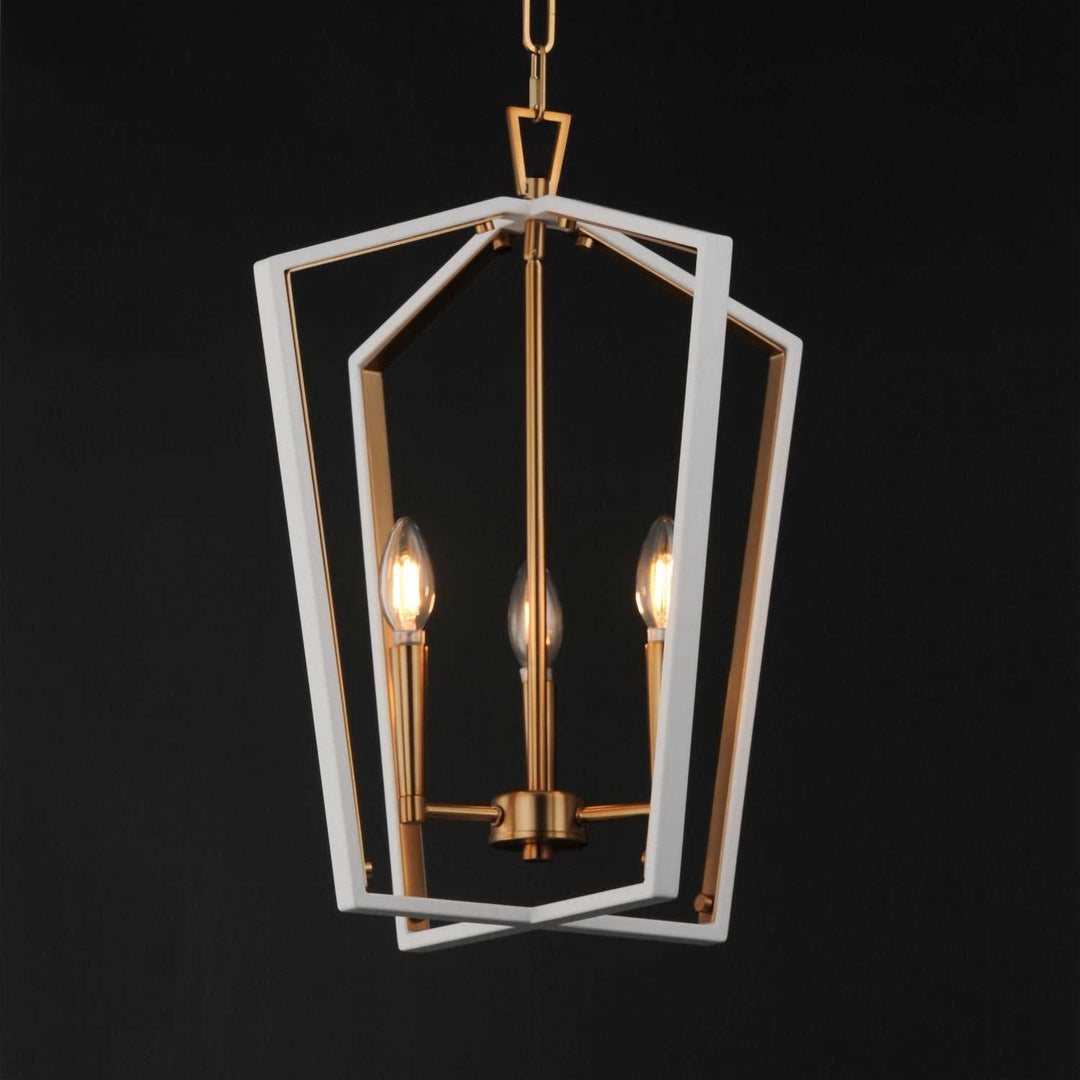 Maxim - 28613WTNAB - Three Light Pendant - Melrose - White/Natural Aged Brass