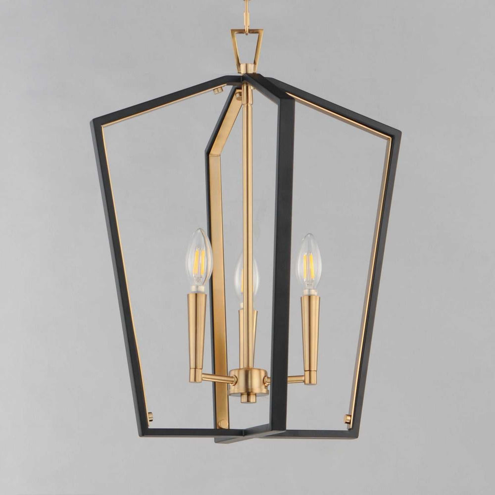 Maxim - 28613BKNAB - Three Light Pendant - Melrose - Black / Natural Aged Brass