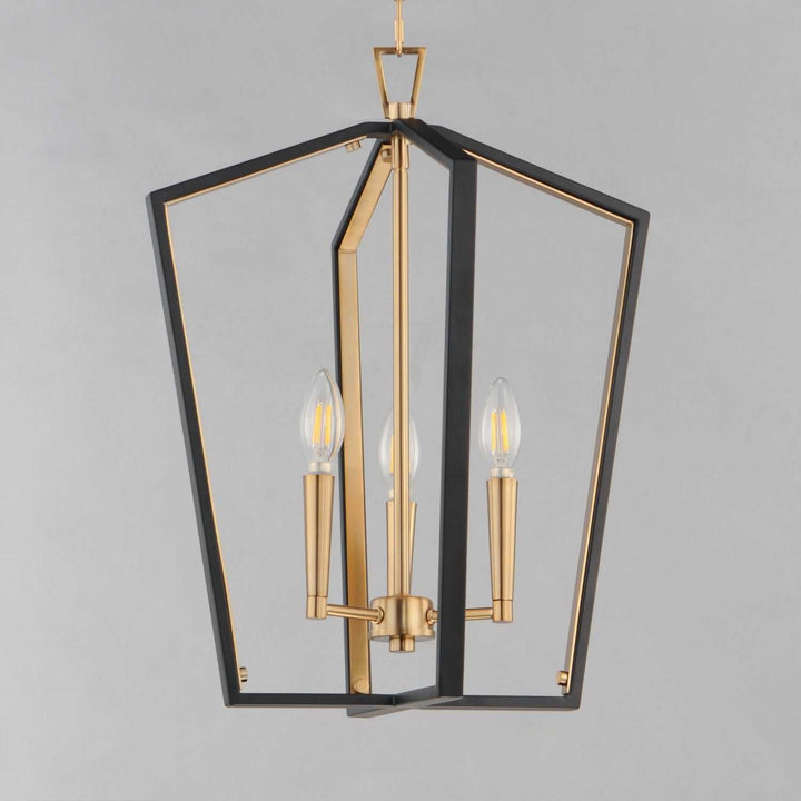 Maxim - 28613BKNAB - Three Light Pendant - Melrose - Black / Natural Aged Brass