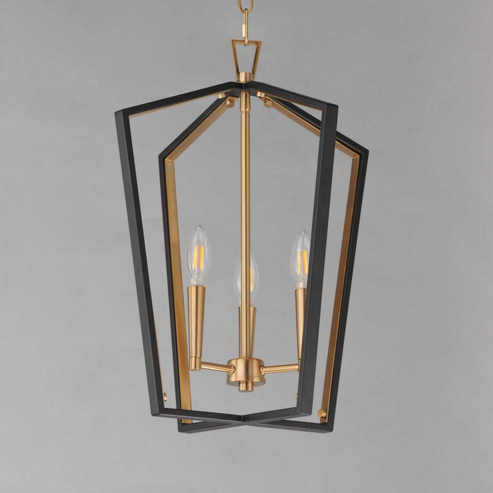 Maxim - 28613BKNAB - Three Light Pendant - Melrose - Black / Natural Aged Brass