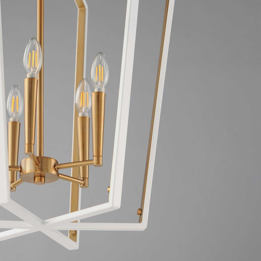 Maxim - 28615WTNAB - Five Light Pendant - Melrose - White/Natural Aged Brass