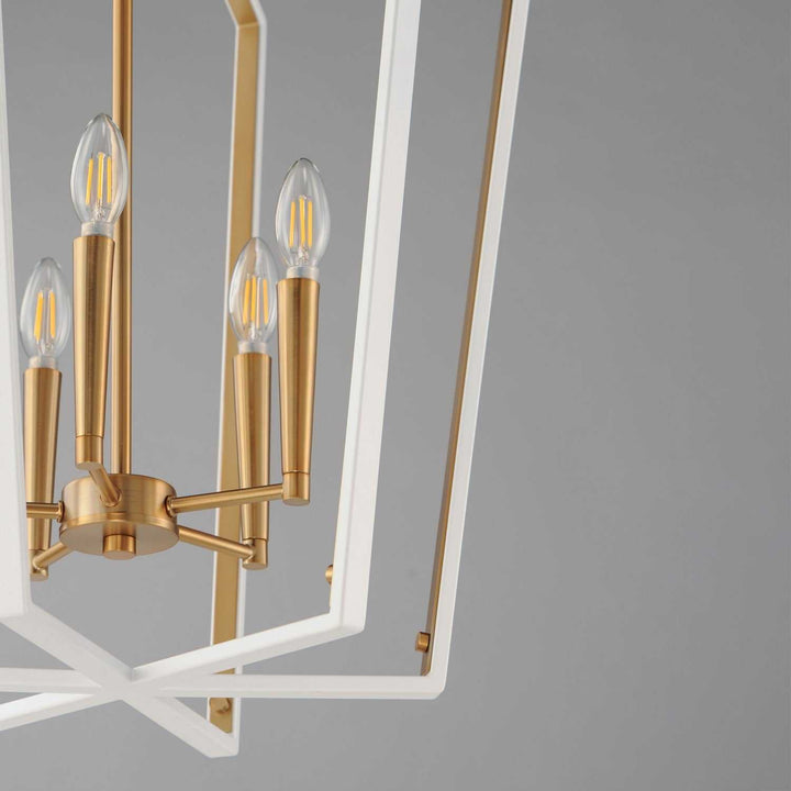 Maxim - 28615WTNAB - Five Light Pendant - Melrose - White/Natural Aged Brass