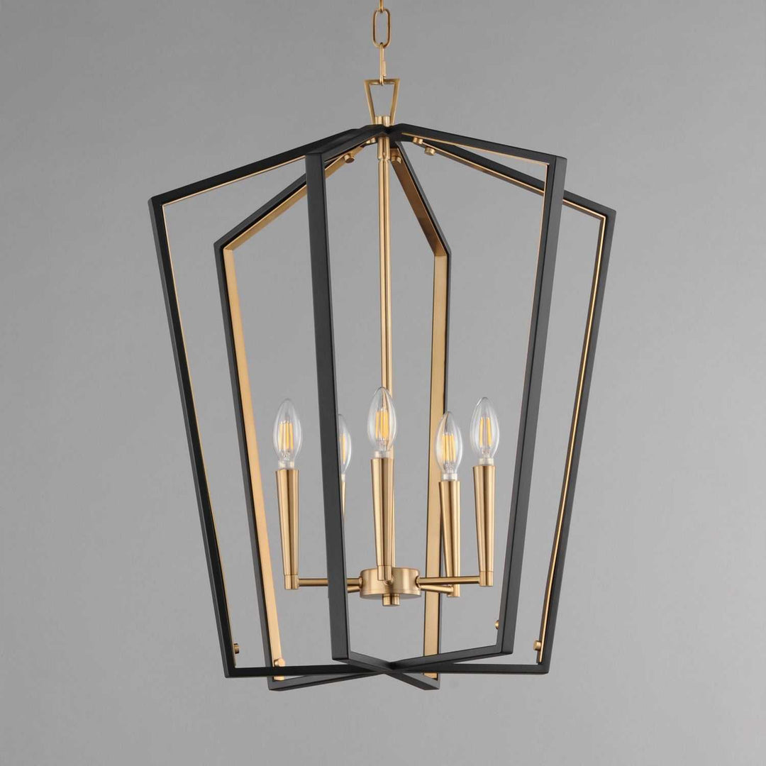 Maxim - 28615BKNAB - Five Light Pendant - Melrose - Black / Natural Aged Brass