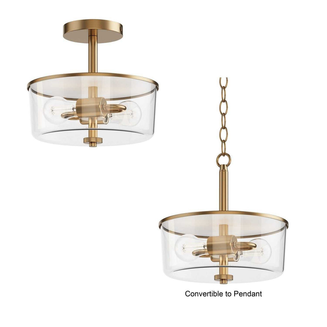 Maxim - 5692CLNAB - Two Light Semi Flush/Pendant Convertible - Fuller - Natural Aged Brass