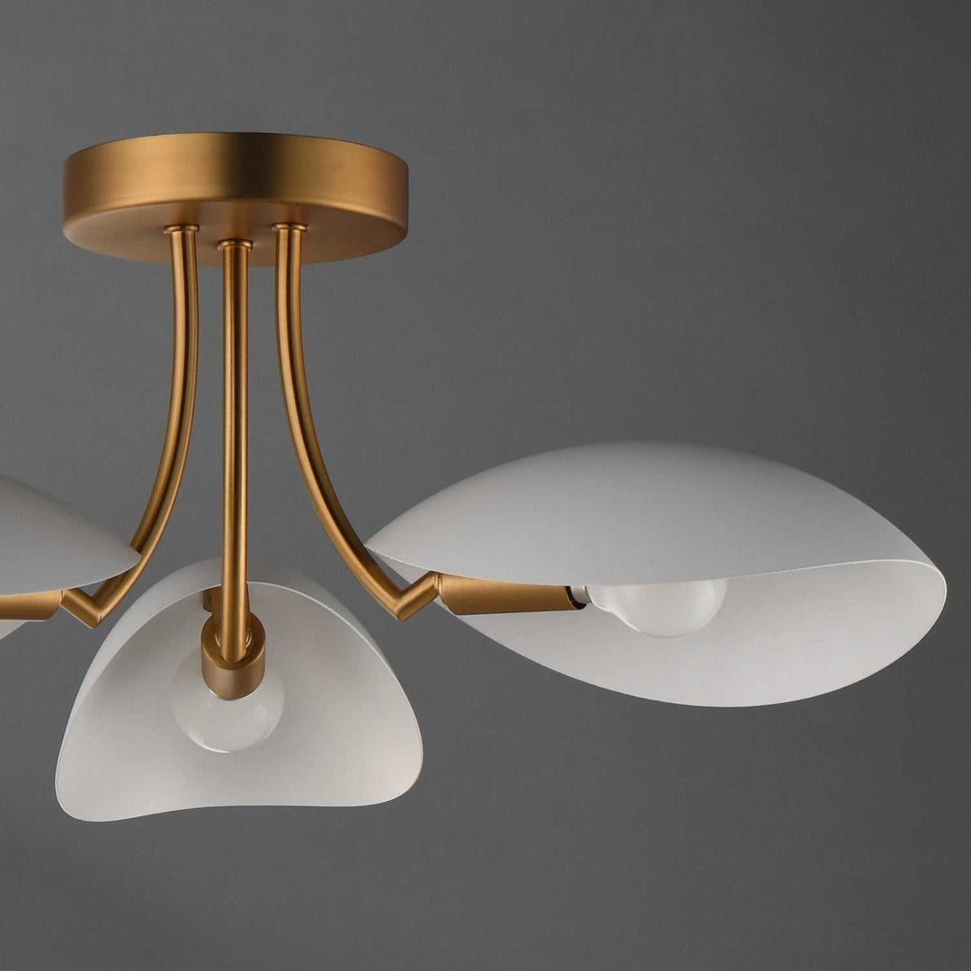 Maxim - 10823WTNAB - Three Light Semi Flush Mount - Maris - White/Natural Aged Brass