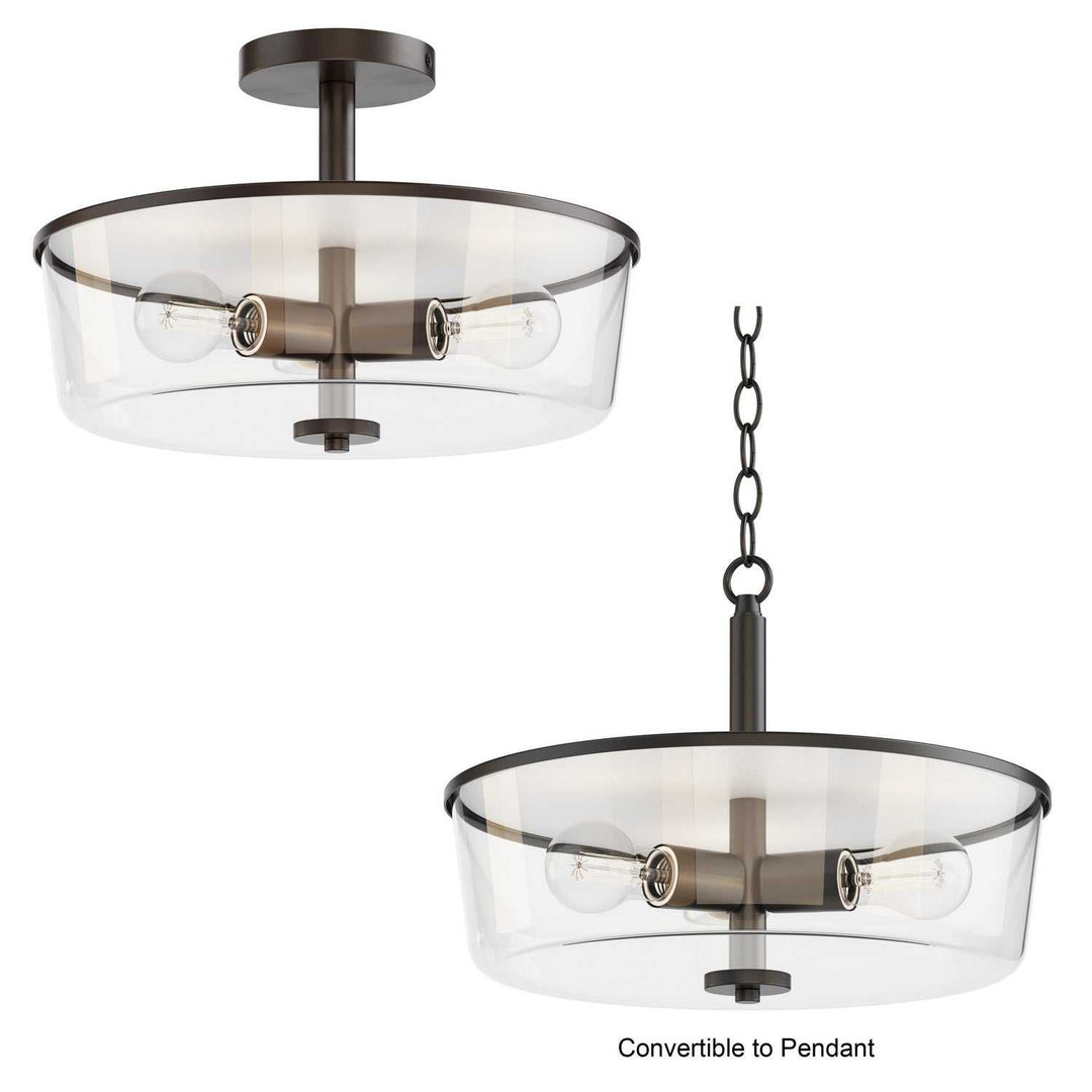 Maxim - 5695CLBK - Three Light Semi Flush/Pendant Convertible - Fuller - Black