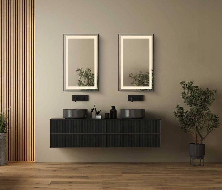 Framed LED Mirror in Black ET2