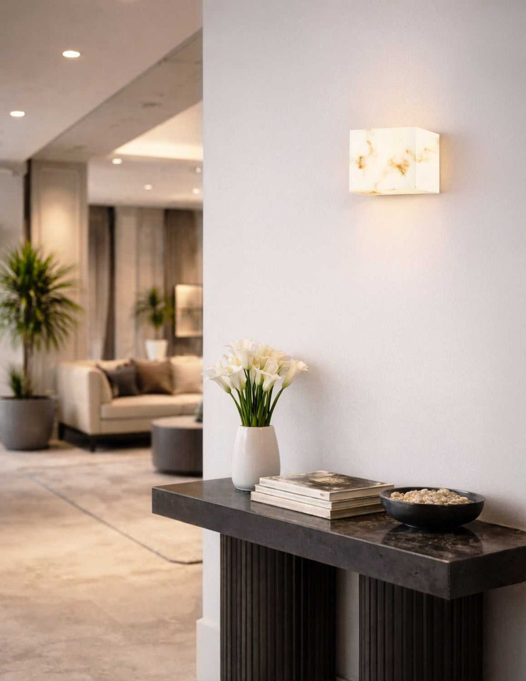 Lumenaria LED Wall Sconce in Faux Alabaster Resin Justice Designs