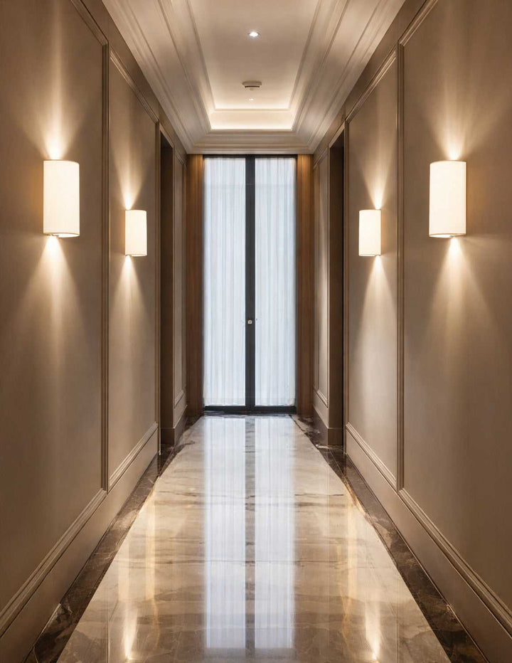 Textile Two Light Wall Sconce in White Linen Fabric Justice Designs