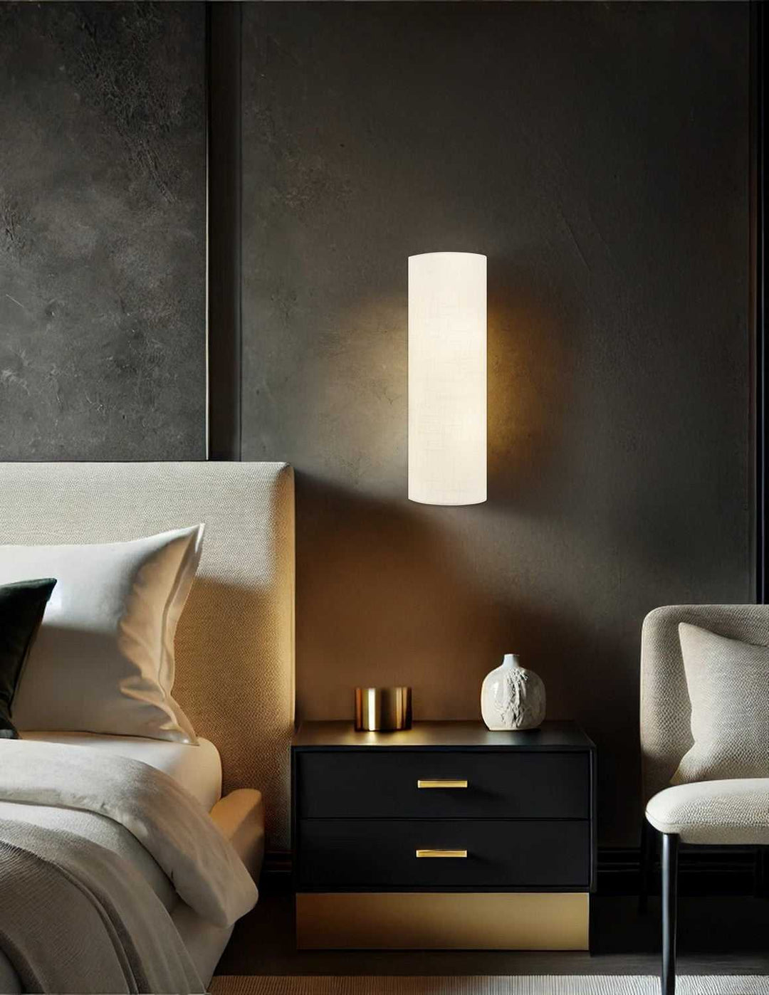 Textile Two Light Wall Sconce in Cream Linen Fabric Justice Designs