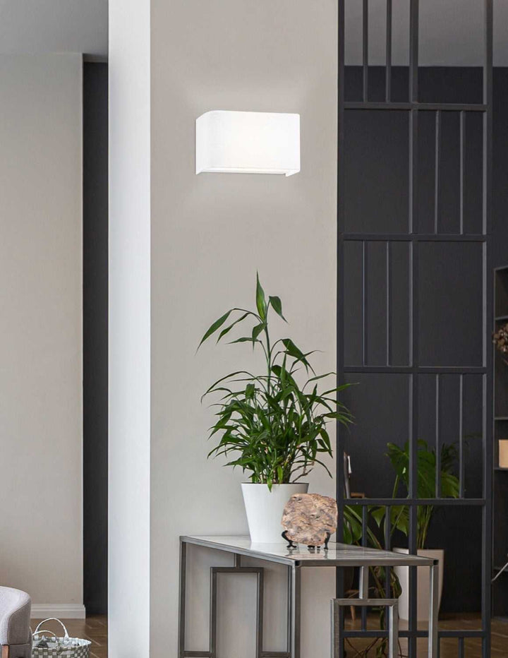 Textile LED Wall Sconce in White Linen Fabric Justice Designs