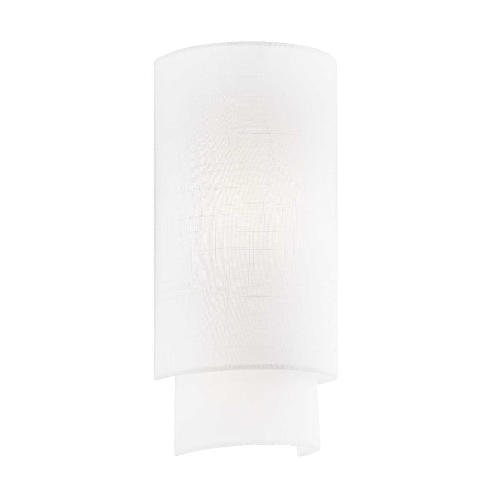 Textile One Light Wall Sconce in White Linen Fabric Justice Designs