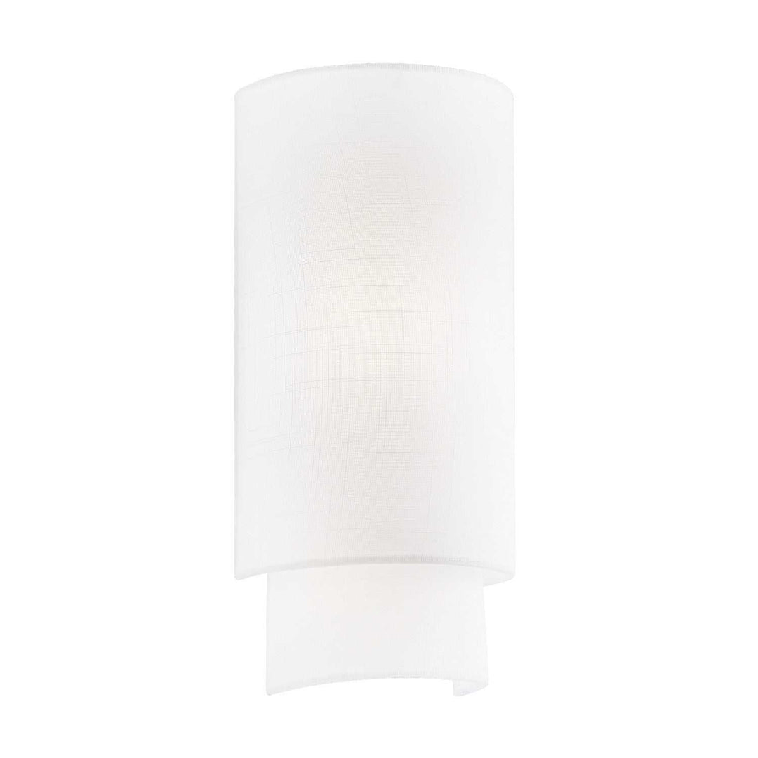 Textile One Light Wall Sconce in White Linen Fabric Justice Designs