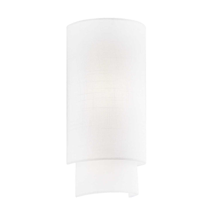 Textile One Light Wall Sconce in White Linen Fabric Justice Designs