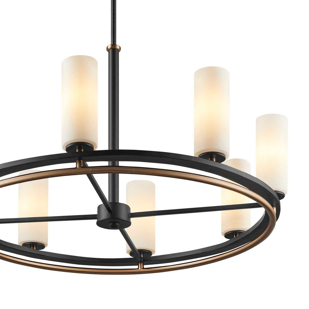 Fusion Eight Light Chandelier in Matte Black w/ Brass Accents Justice Designs