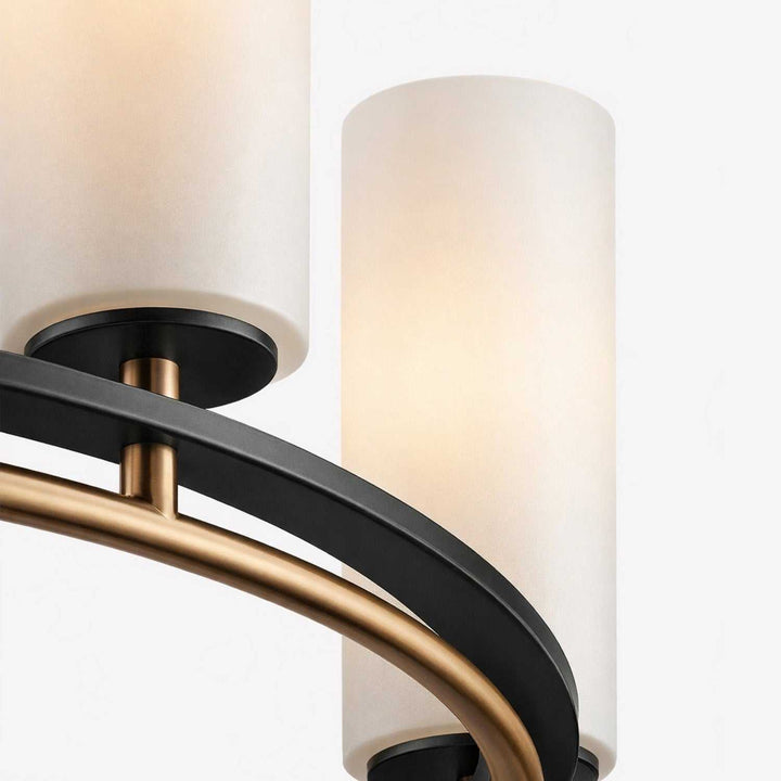 Fusion Eight Light Chandelier in Matte Black w/ Brass Accents Justice Designs