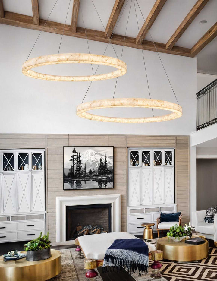 Alabaster Rocks! LED Pendant in Brushed Brass Justice Designs