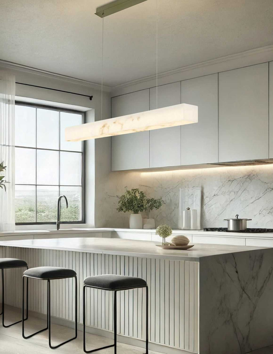 Lumenaria LED Linear Pendant in Brushed Brass Justice Designs