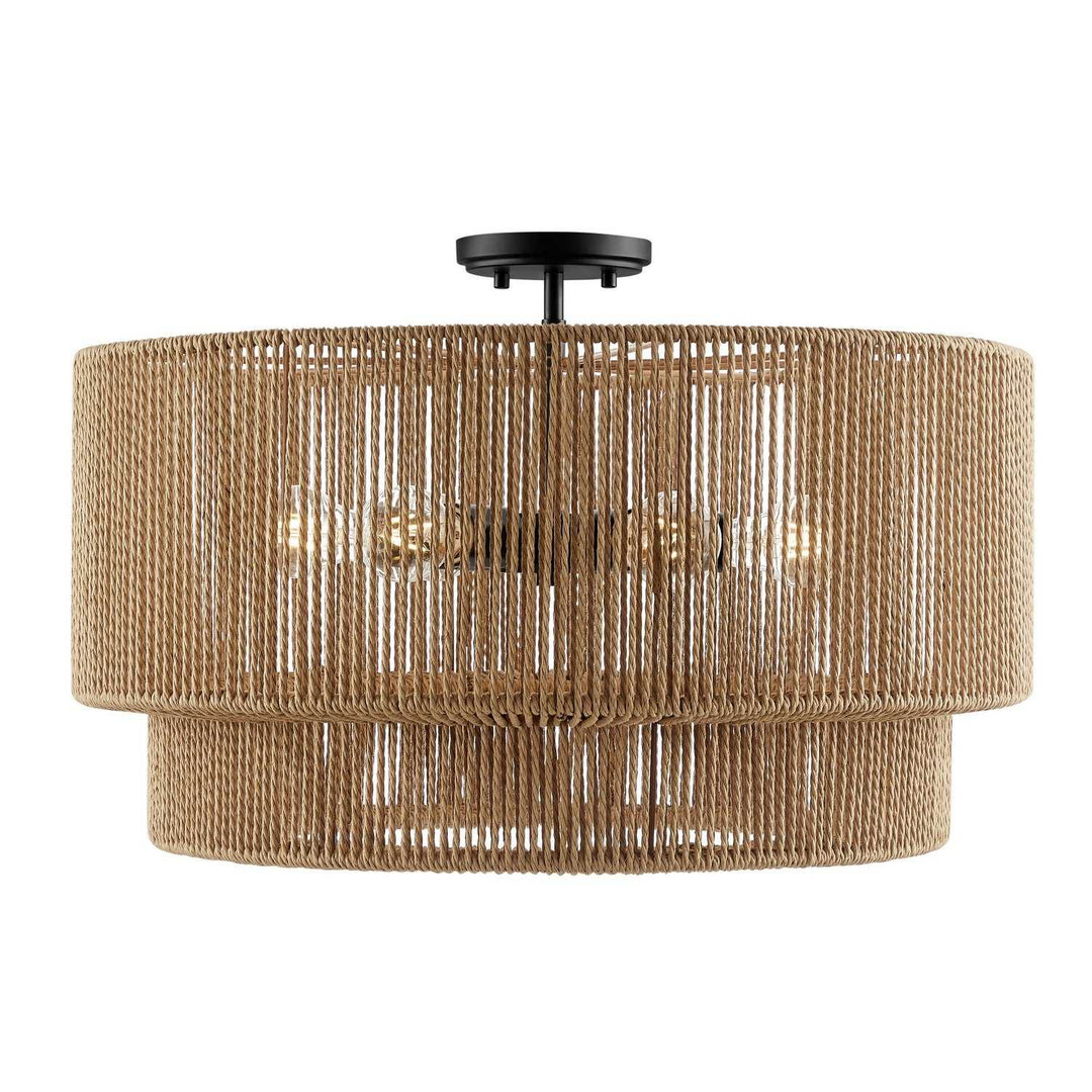 Eco Six Light Semi-Flush Mount in Matte Black Justice Designs