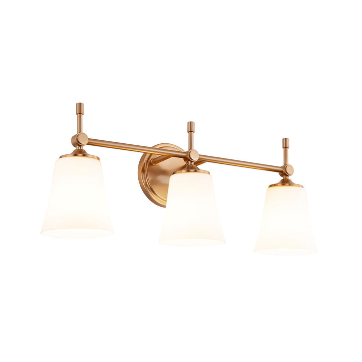 Justice Designs - FSN-8313-OPAL-BRSS - Three Light Bath Bar - Fusion - Brushed Brass