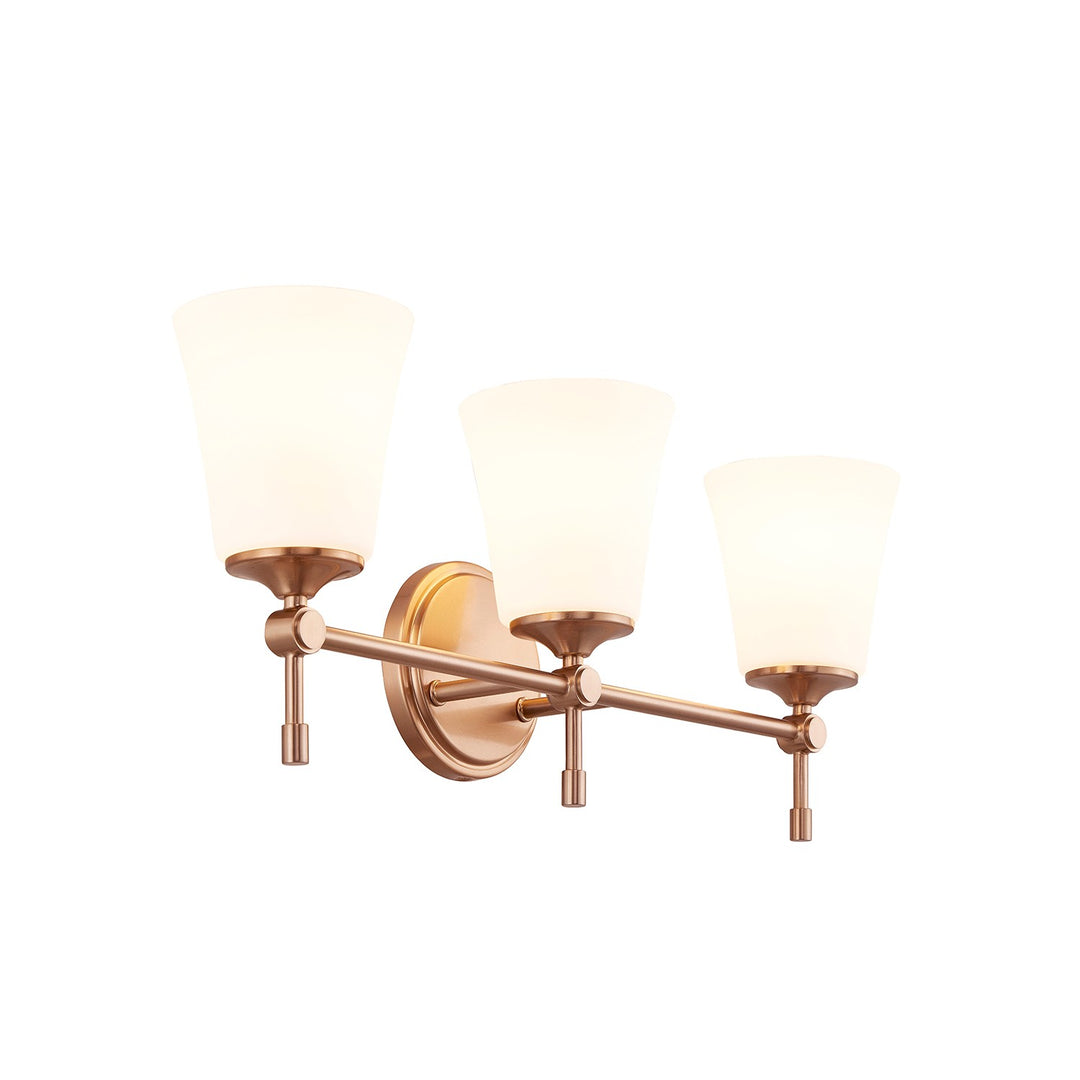 Justice Designs - FSN-8313-OPAL-BRSS - Three Light Bath Bar - Fusion - Brushed Brass