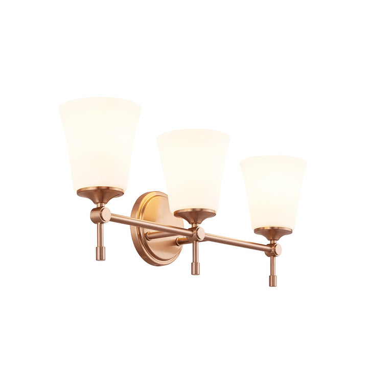 Justice Designs - FSN-8313-OPAL-BRSS - Three Light Bath Bar - Fusion - Brushed Brass